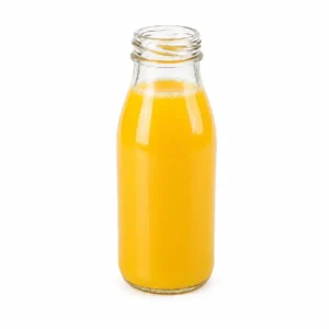 Jugo natural en botella de vidrio